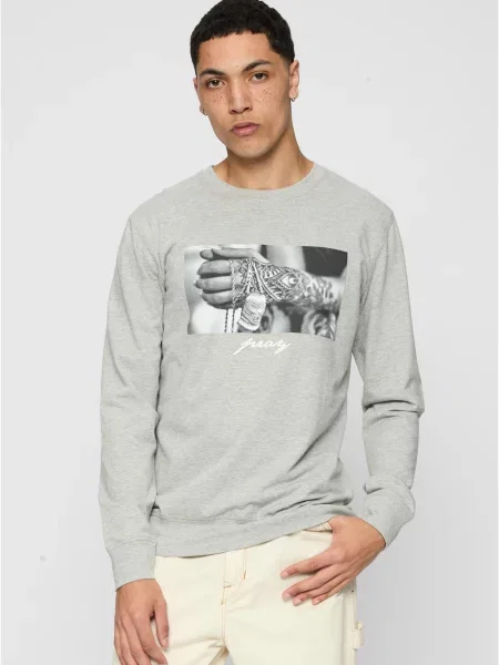 Суичър без качулка Mister Tee сиво