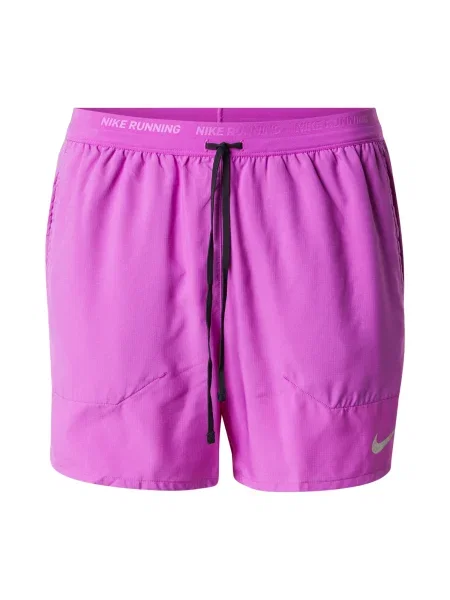 NIKE Pantaloni sport Stride argintiu / mov neon gri