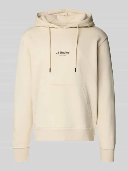 Bluza z kapturem i nadrukiem z logo model ‘SOHO’ Jack & Jones beżowa