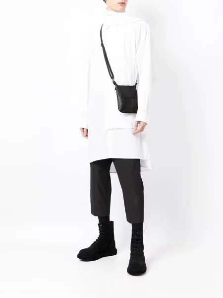 Kožená kožená taška Discord Yohji Yamamoto s výšivkou černá