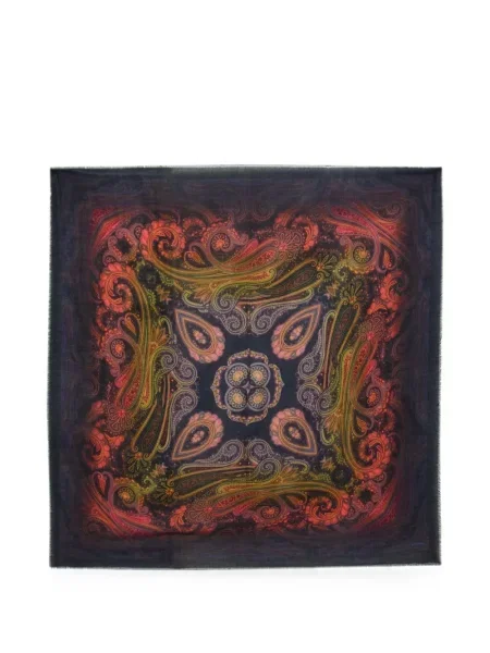 Fular Etro cu imagine cu model paisley albastru