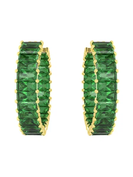 Lniane kolczyki Swarovski z dżetami zielone