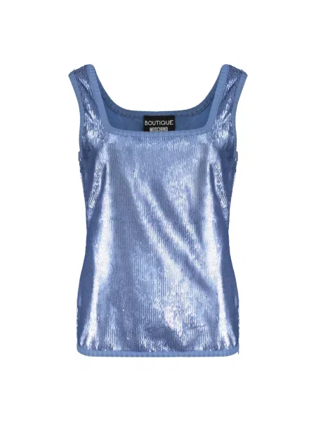 Top Boutique Moschino z cekinami niebieski