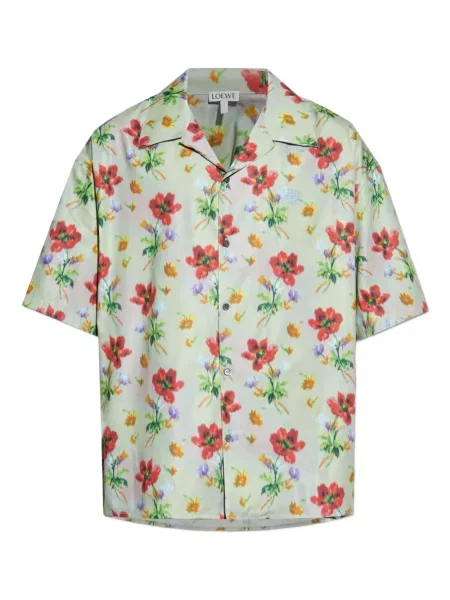 Къс риза Loewe на цветя с принт зелено