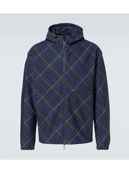 Vetrovka Burberry s karirastim vzorcem modra