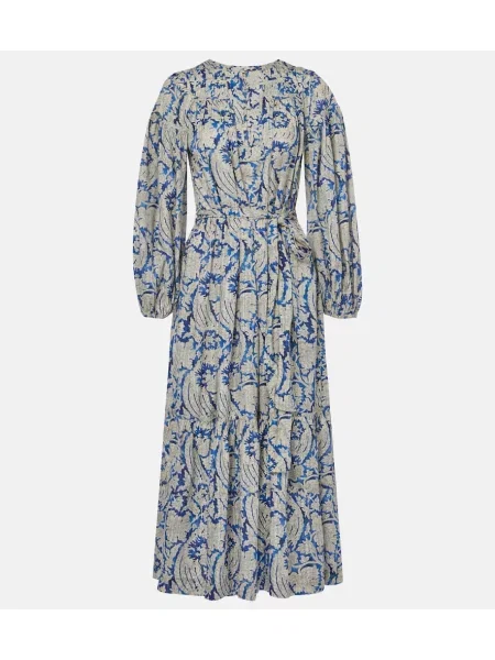 Rochie midi Ulla Johnson cu imagine până la genunchi de costum albastru