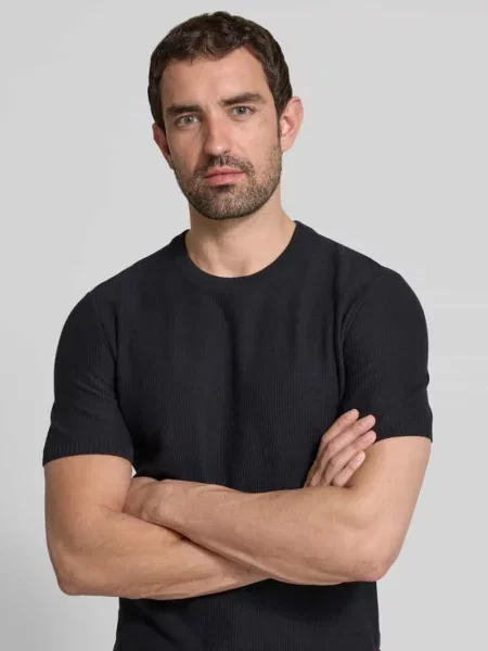 T-shirt z prążkowanymi wykończeniami model ‘Simoro’ Joop! Jeans