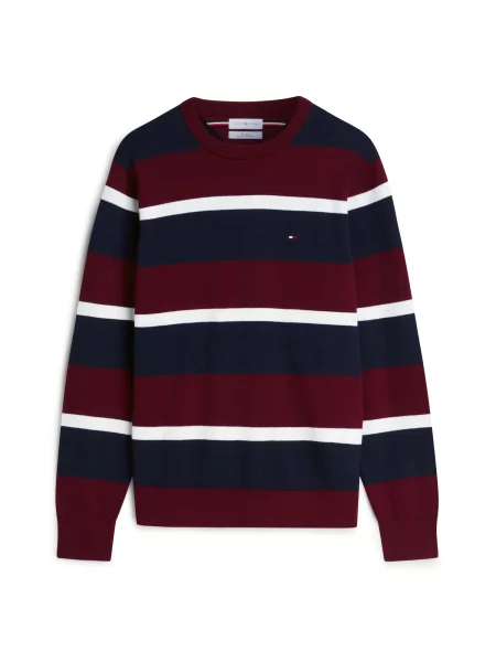 TOMMY HILFIGER Pulover bleumarin / vin / alb roșu