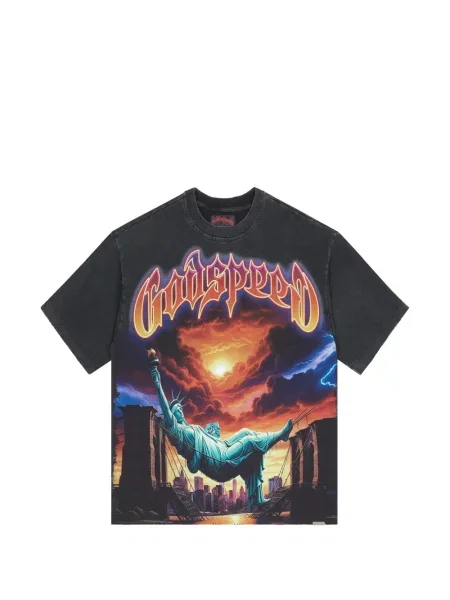 Tricou Godspeed cu imagine negru