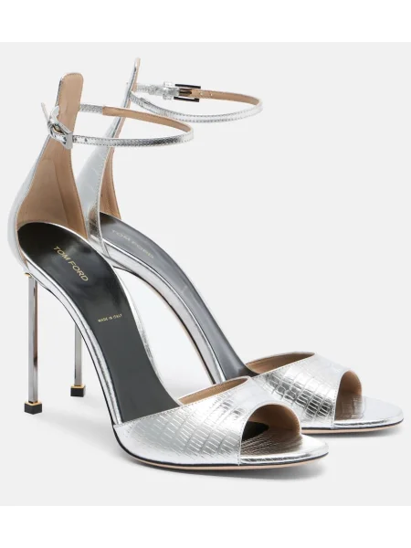 Sandale Tom Ford din piele argintiu