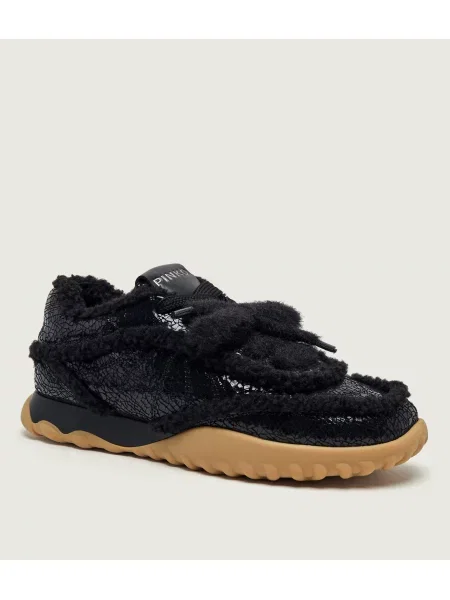 Pinko Căptușite teniși din piele Gea 02 | shearling negru