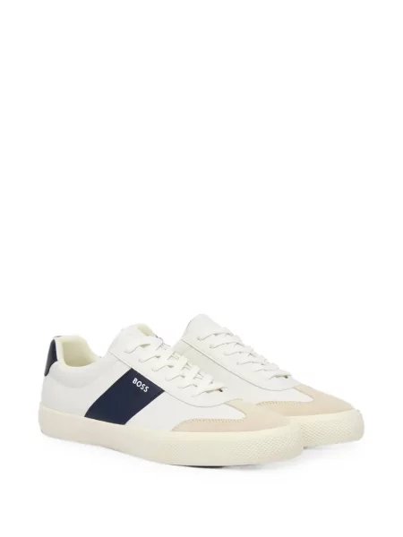 Sneakerși Boss din piele de căprioară cu imagine alb