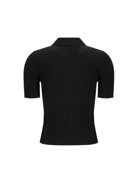 Koszulka polo Courreges pikowana czarna