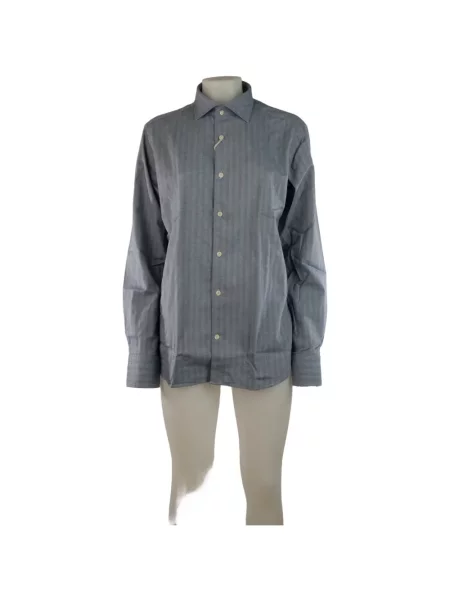 Lung cămașă Tintoria Mattei cu model herringbone albastru