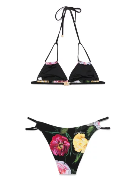 Bikini Dolce & Gabbana cu model floral cu imagine negru