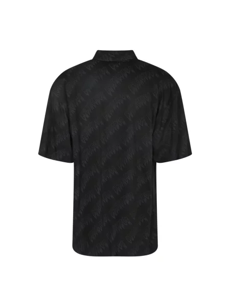Lniana koszula Balenciaga z logo czarna