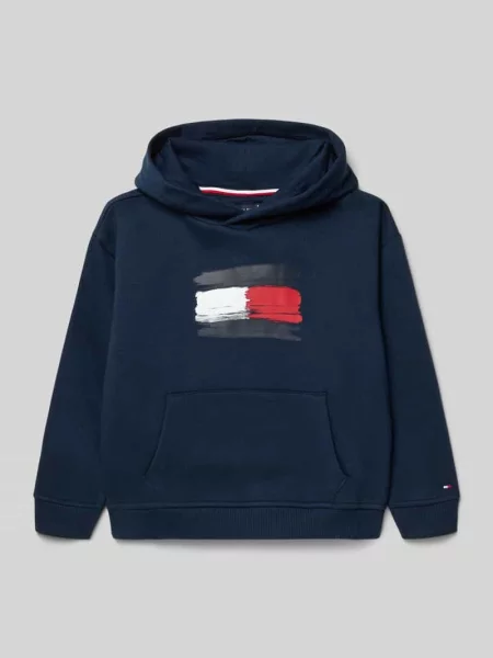 Bluza z kapturem o kroju regular fit z mieszanki bawełny Tommy Hilfiger granatowa