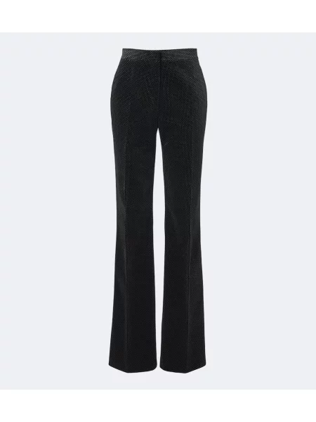 Pantaloni Tom Ford de catifea cu buline negru