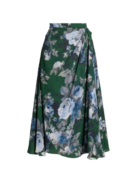 Fustă Erdem cu model floral cu imagine drapată verde