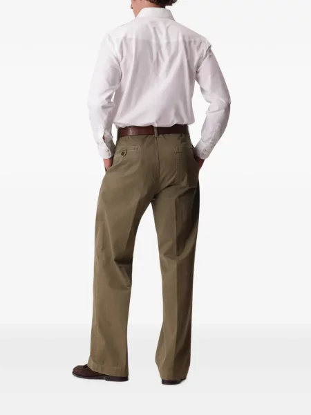 Pantaloni Fortela cu model herringbone verde