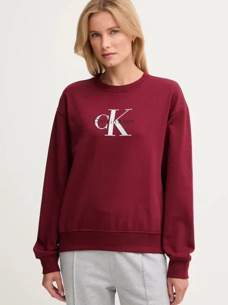 Calvin Klein Jeans bluza z nadrukiem bordowy