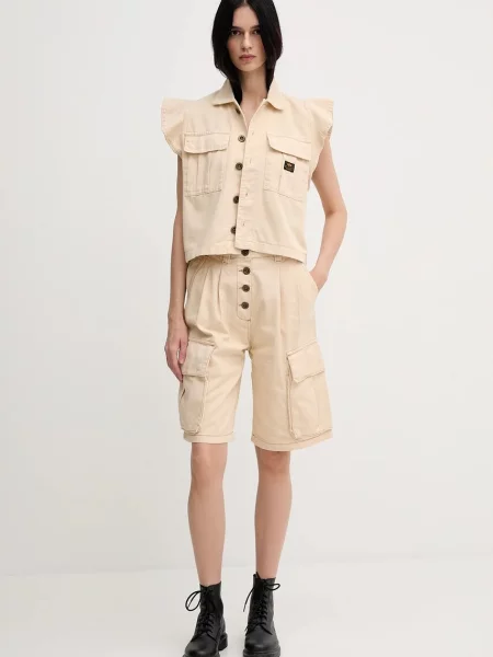 Alpha Industries szorty Sailor Cargo Shorts Wmn gładkie high waist beżowy