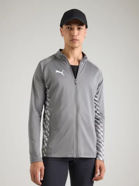 PUMA Tréningová bunda sivá biela
