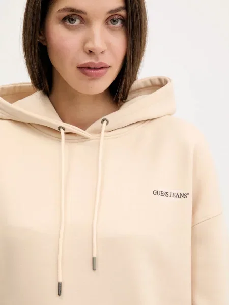 Свитер Guess Jeans с капюшоном с принтом черный