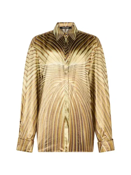 Cămașă Roberto Cavalli de mătase cu imagine