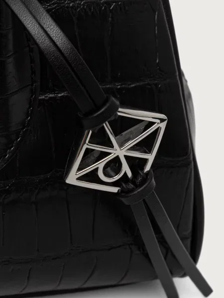 Calvin Klein Táska Emblem Trio Croco Shoulder Bag fekete