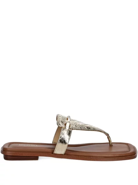 Кожено портмоне Michael Michael Kors с връзки с принт кафяво