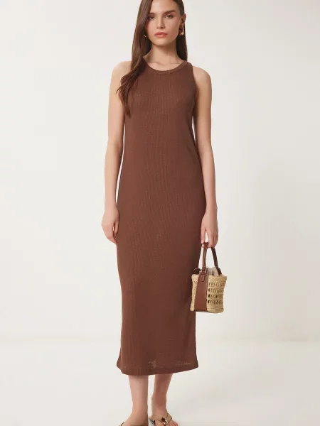 Happiness İstanbul Rochie tricotat ciocolatiu