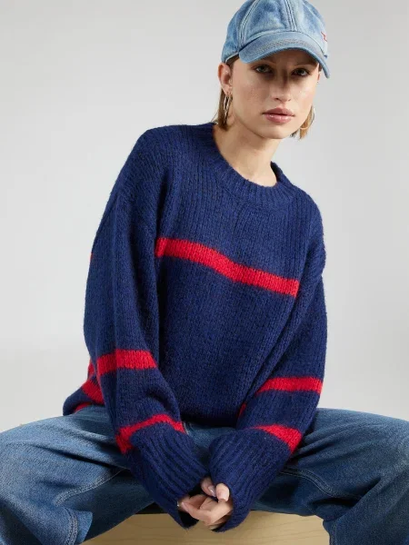 Nasty Gal Sveter námornícka / svetločervená modrá