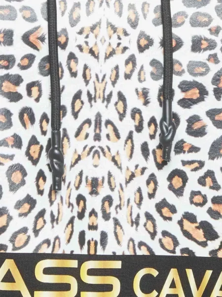 Hanorac cu glugă Roberto Cavalli cu imagine cu model leopard negru