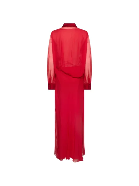 Rochie maxi Alberta Ferretti de mătase roșu