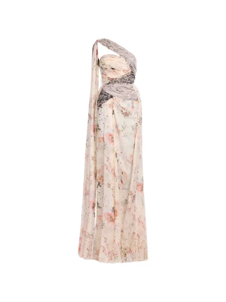 Rochie maxi Elie Saab cu model floral cu imagine cu un umăr gol