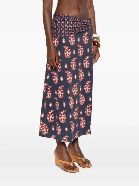 Fustă midi Johanna Ortiz cu model paisley albastru