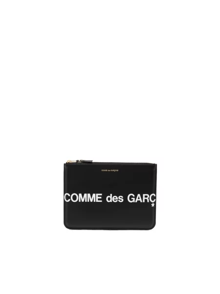 Portfel Comme Des Garcons skórzany z logo czarny