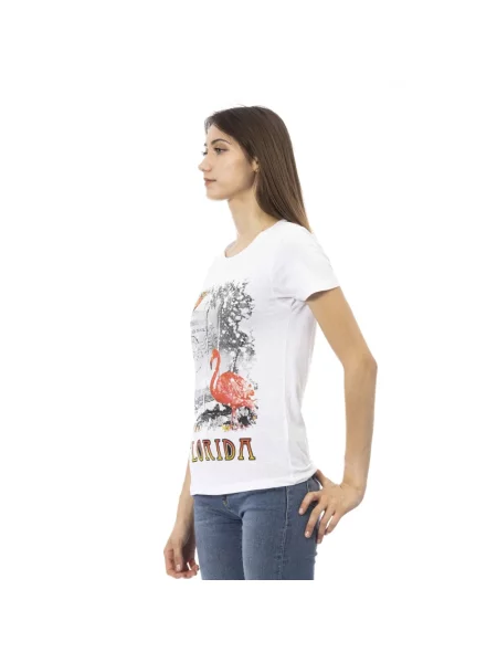 Koszulka Trussardi z okrągłym dekoltem casual biała