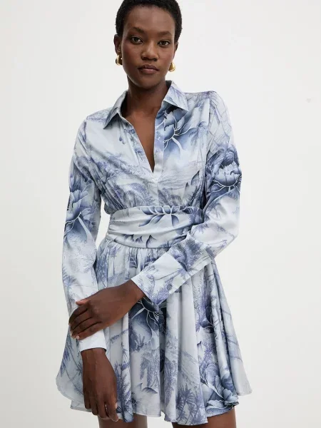 Guess sukienka CONCETTA mini rozkloszowana niebieski