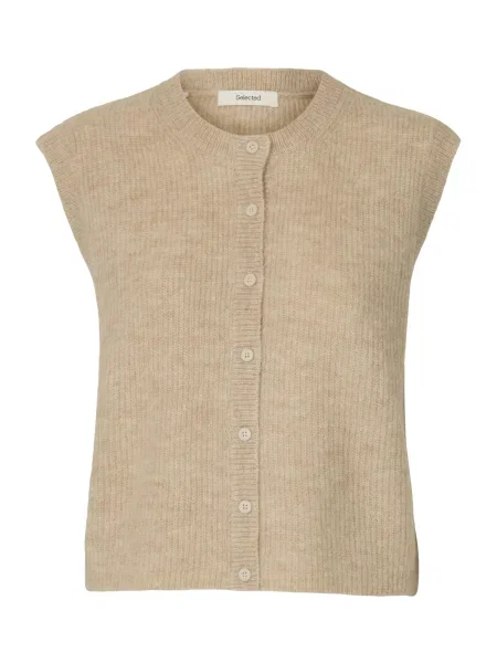 SELECTED Vestă tricotată SLFLULU nisipiu