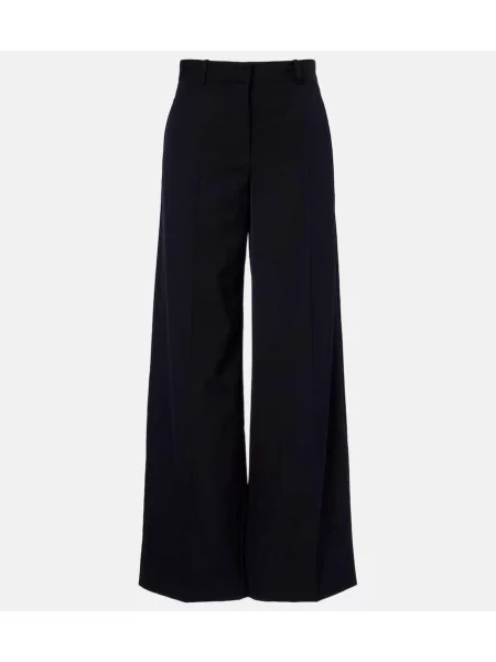 Pantaloni The Row de lână cu picior lat albastru