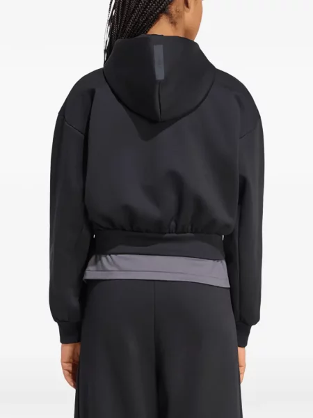 Top Adidas cu broderie alergare din jerseu negru