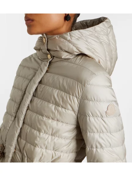Geacă cu puf Moncler cu glugă gri