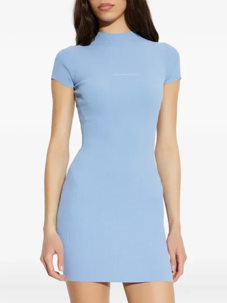 Rochie mini Alexander Wang din jacard scurtă de costum albastru