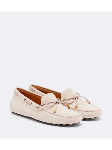 Pantofi loafer Tod's din piele de căprioară roz