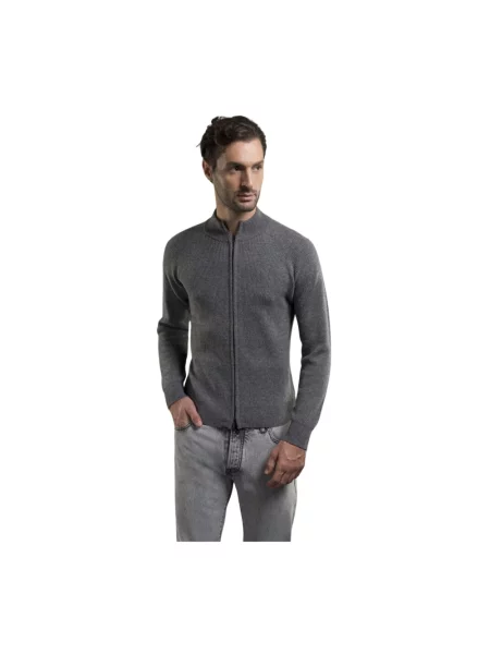 Kardigan Moorer wełniany szary