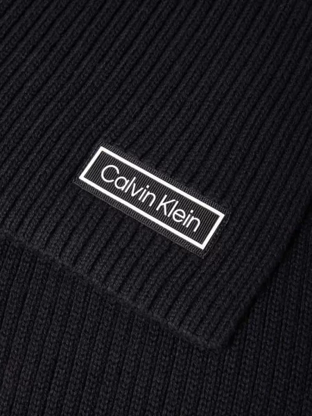 Calvin Klein szalik z domieszką wełny gładki czarny