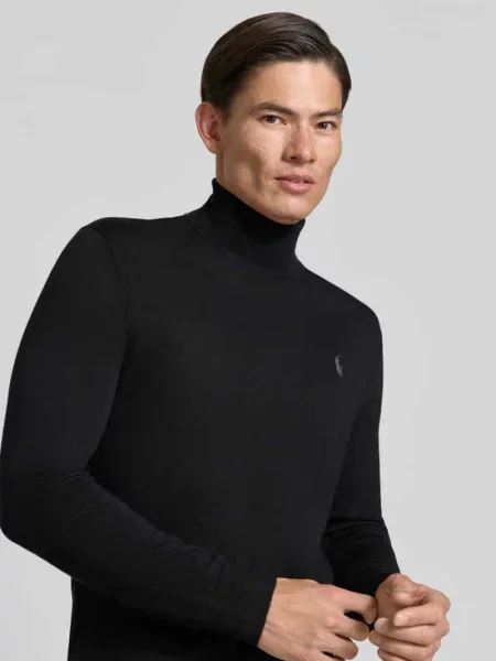 Polo Ralph Lauren sweter wełniany niebieski z golferm czarny