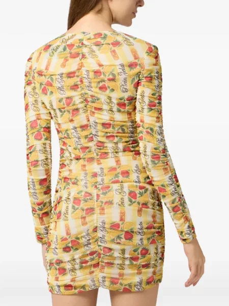 Rochie mini Philipp Plein din tul galben